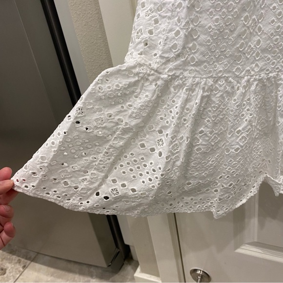 J. Crew Eyelet White Cotton Sleeveless Midi Dress - Picture 3 of 8